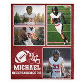 Personalized American Football Blanket - Custom Team Colors & Jersey - Gift for Athlete, Sports Lover